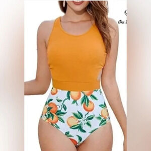 Mollybell Tropical Cut Out Racerback One Piece Swimsuit Sz XL